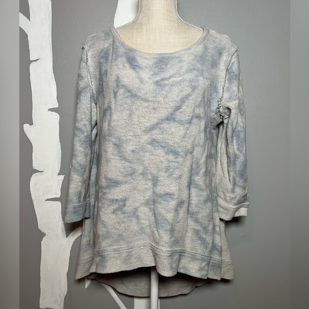 Free People Cloudy Day Blue Tie Dye Tunic Sweatshirt Size M